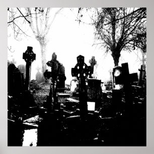 Póster Cementerio gótico espeluznante