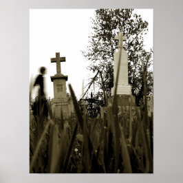 Póster Cementerio Gótico Tombstones Sepia Vintage Angel