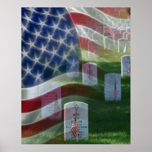 Póster Cementerio Nacional de Arlington, Bandera American