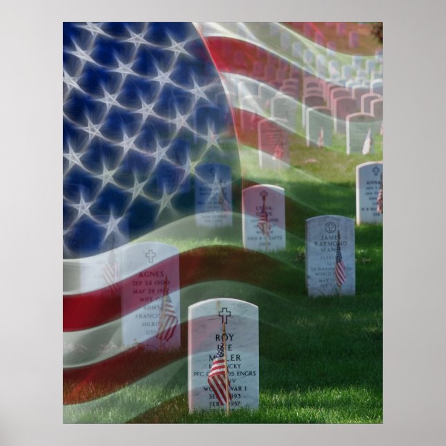 Póster Cementerio Nacional de Arlington, Bandera American (Frente)