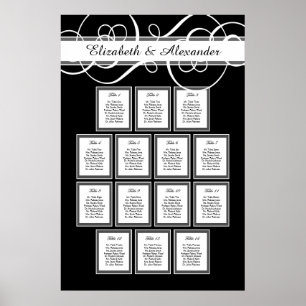 Póster Cena clásica Boda 14 Tabla de asientos