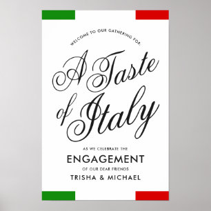 Póster Cena con tema italiano   Fiesta de compromiso