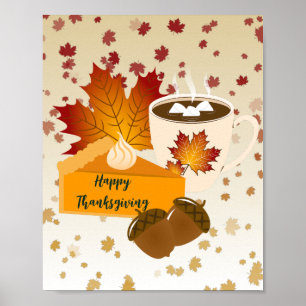 Póster Cena de Acción de Gracias Cocina Pastel de Calabaz