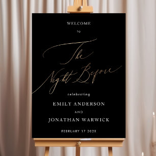 Póster Cena de ensayo de caligrafía de oro amarillo negro