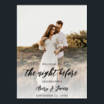 Póster Cena de ensayo fotográfico de presupuesto la noche<br><div class="desc">Moderno ensayo fotográfico Cena La Noche Antes Del Cartel De Bienvenida</div>