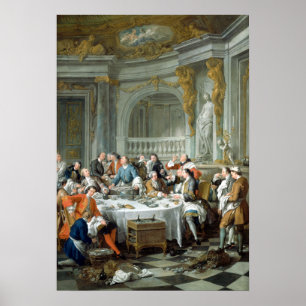 Póster Cena de la ostra de Jean-François de Troy The