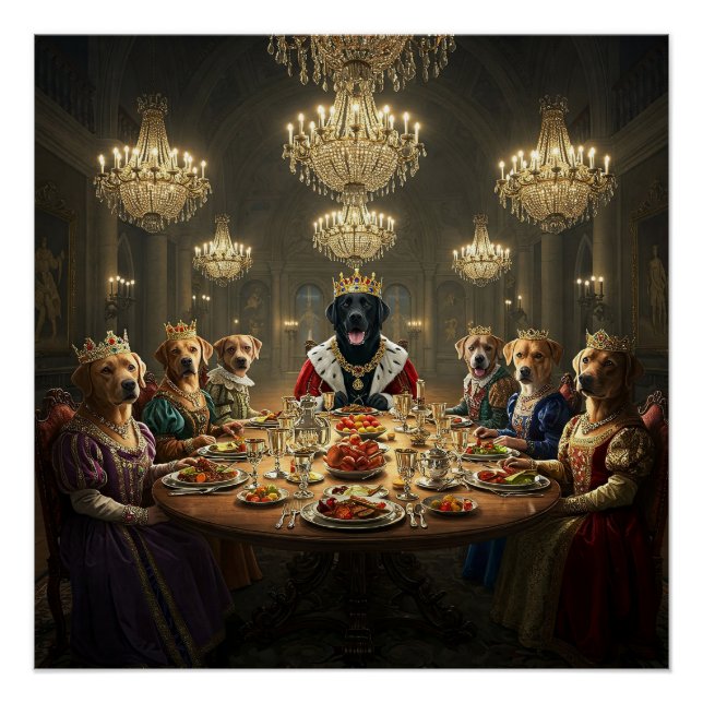 Póster Cena de realeza de perro antropomórfica (Anverso)