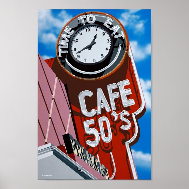 Póster Cena del Café 50 en la histórica ruta 66 Poster (Frente)