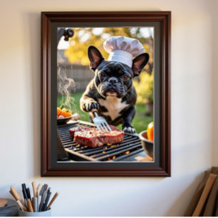 Póster Cena del Chef francés de Bulldog parrilladas