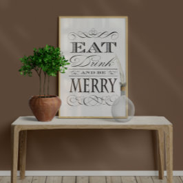Póster Cena Fiesta Cocina Comedor Comer Bebida Merry