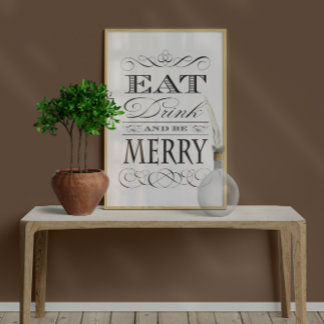 Póster Cena Fiesta Cocina Comedor Comer Bebida Merry