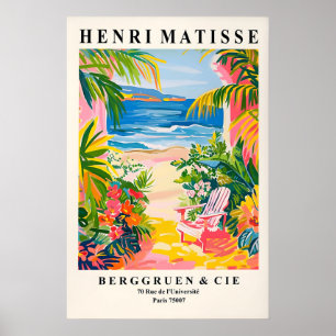Póster Cenefa Costera al Estilo Matisse de Playa Tropical