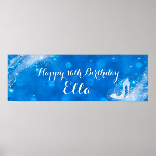 Póster Cenicienta azul y blanca Heel Personalizado Fiesta