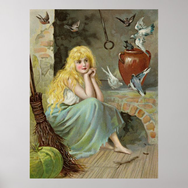 Póster Cenicienta junto a la chimenea Jenny Nyström Large (Frente)