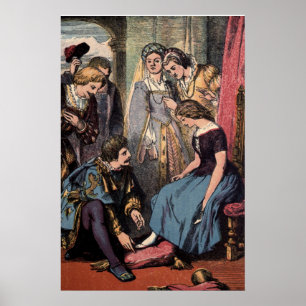 Póster Cenicienta vintage que se pega con la zapatilla de