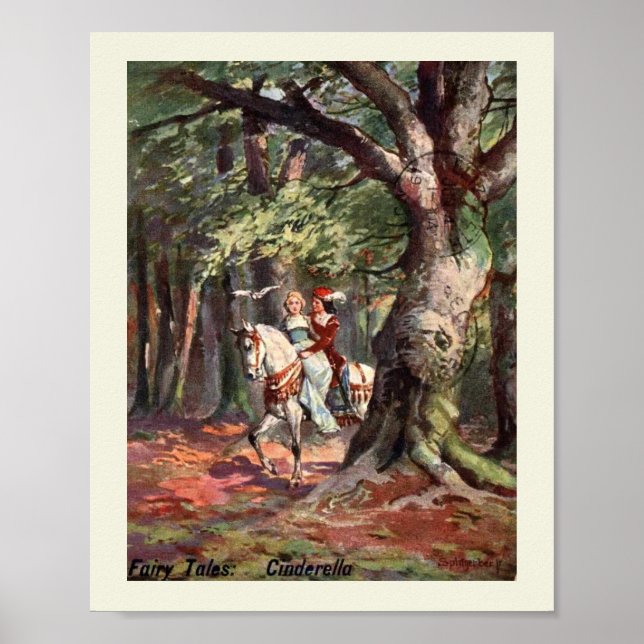 Póster Cenicienta y el Príncipe, 1907, estilo vintage (Frente)