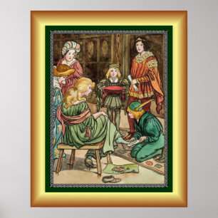 Póster Cenicienta Y Su Príncipe ~ Tratando Con El Zapatil