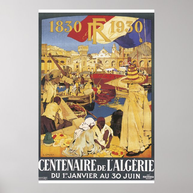 Póster Centenaire de L'Algerie Vintage Travel Poster (Frente)