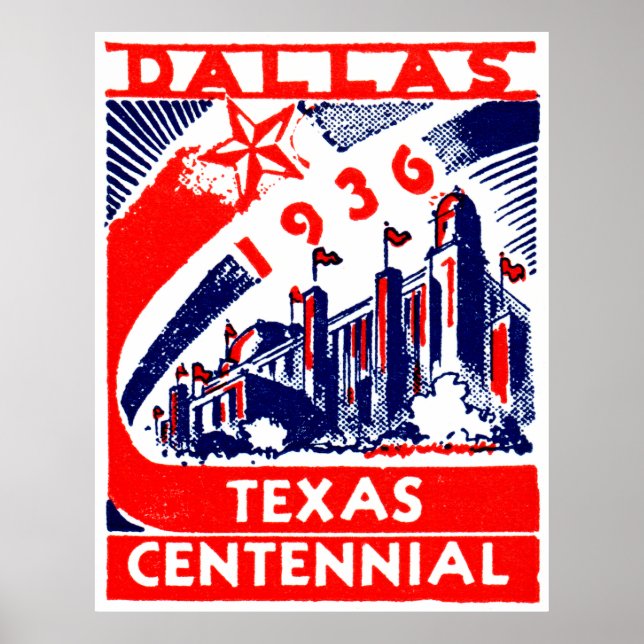Póster Centenario de Dallas Texas en 1936 (Frente)