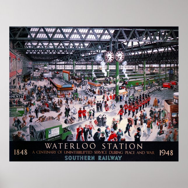 PÓSTER CENTENARIO DE LA ESTACIÓN DE LONDRES WATERLOO 1947 (Frente)