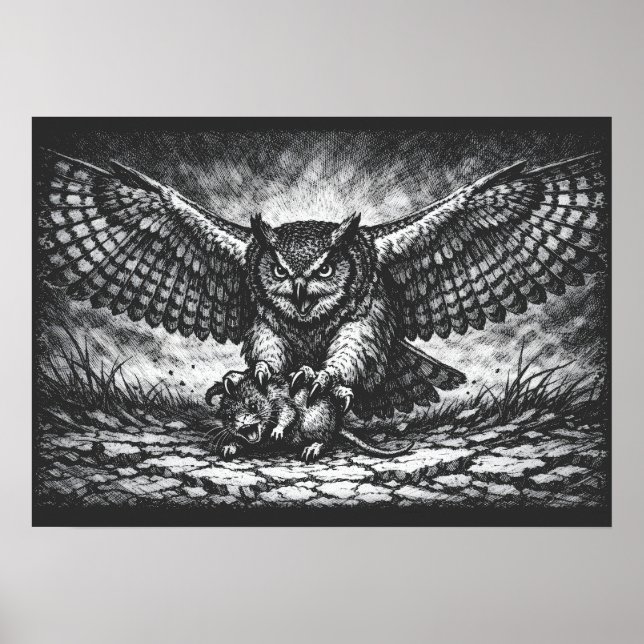 Póster Centinela de búho alado por BurnsInHell (Frente)
