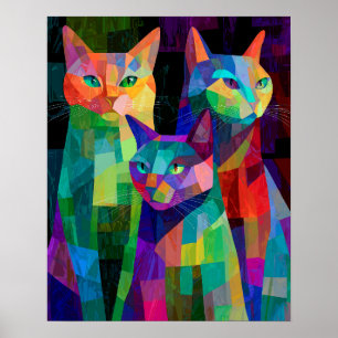 Póster Centinelas de Gatos Cubistas