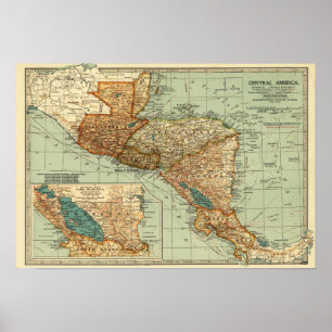 Póster Central AmericaPanoramic MapCentral America 2