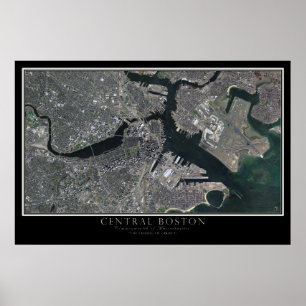 Póster Central Boston Massachusetts From Space Satellite