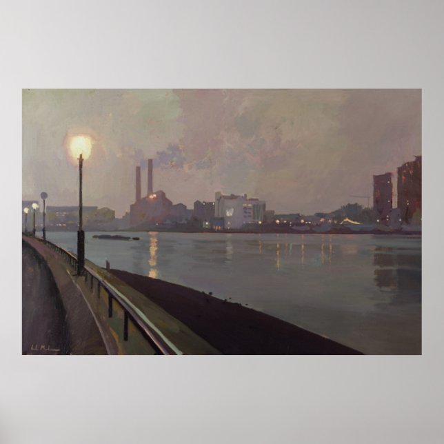 Póster Central eléctrica de Chelsea por noche (Frente)