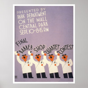 Póster Central Park Barber Shop 1937 WPA