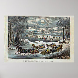 Póster Central Park en invierno Currier & Ives