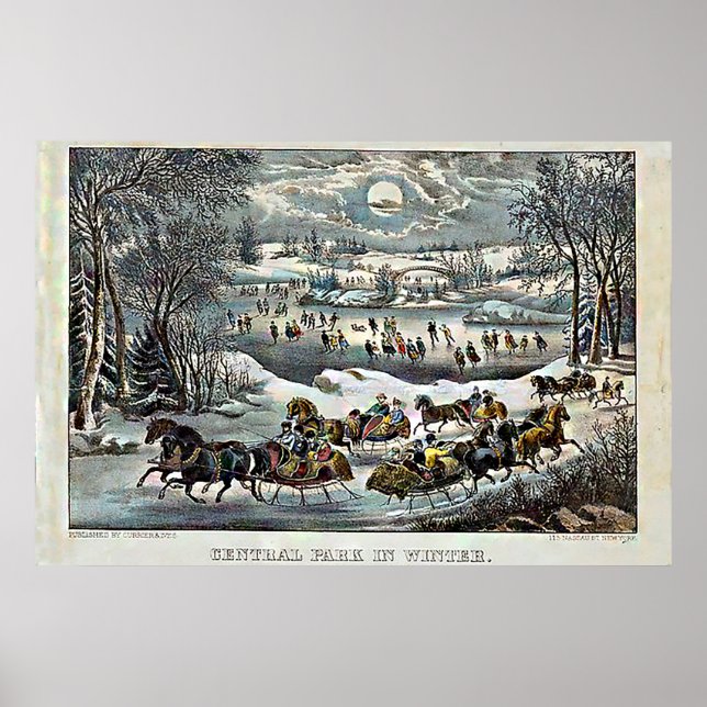 Póster Central Park en invierno Currier & Ives (Frente)