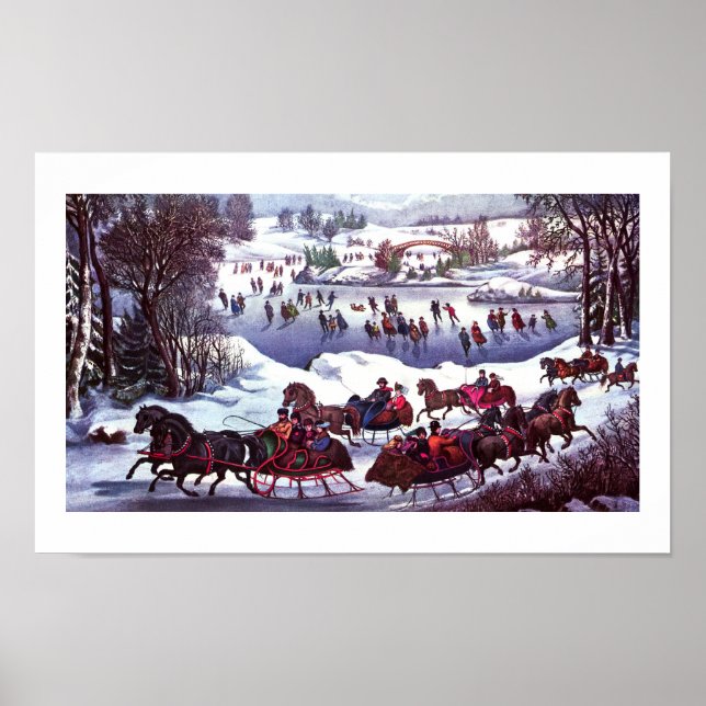 Póster Central Park en la litografía de invierno (Frente)