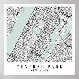 Póster Central Park New York Blue Water Street Map