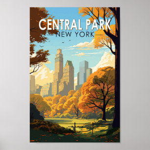 Póster Central Park New York Travel Art Vintage