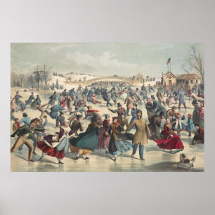 Póster Central-Park, winter. The skating pond. New York