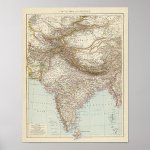 Póster Centralasien, Ostindien - central y Asia del Sur