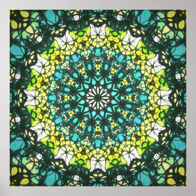 Póster Centrifugadora de Ensalada – Patrón de Mandala Ver (Frente)