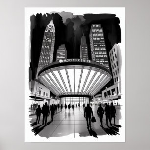 Póster Centro Barclays de Brooklyn Multitud Nocturna