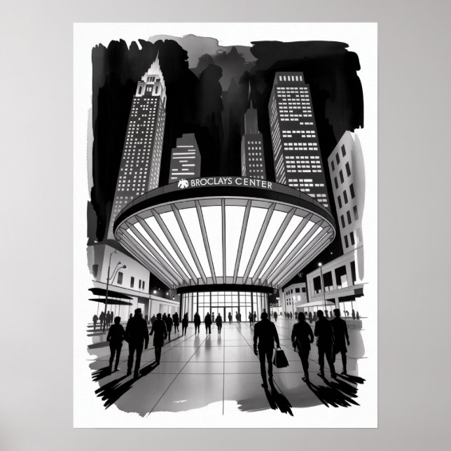 Póster Centro Barclays de Brooklyn Multitud Nocturna (Frente)