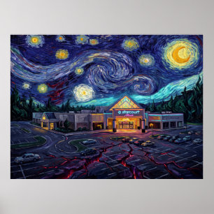 Póster Centro Comercial Starcourt Noche estrellada Paisaj