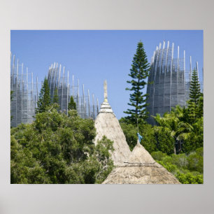 Póster Centro Cultural de Tjibaou, Noumea, Nueva Caledoni