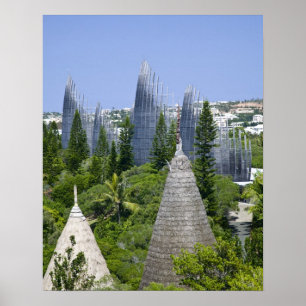 Póster Centro Cultural Tjibaou, Noumea, Nueva Caledonia