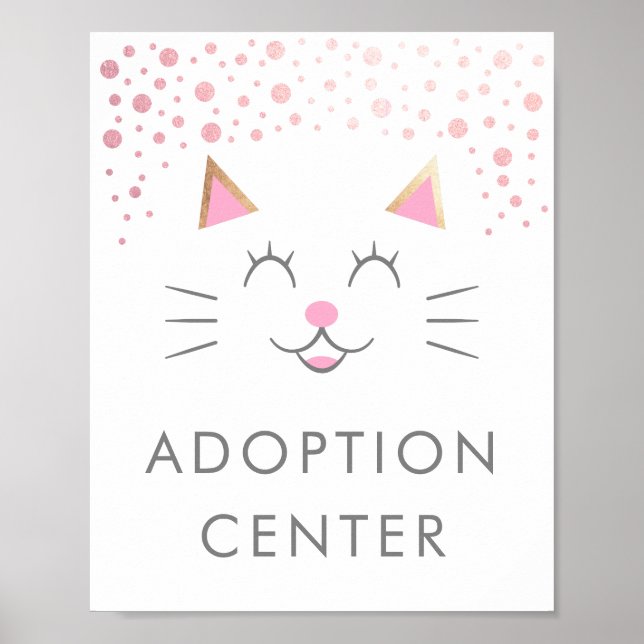 Póster Centro de Adopción | Fiesta de cumpleaños de gatos (Frente)