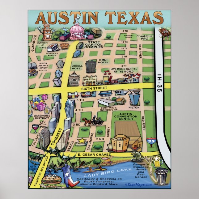 Póster Centro de Austin Texas Poster (Frente)