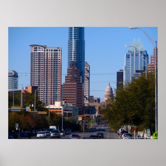 Póster Centro de Austin, Texas, Zoomed (Frente)