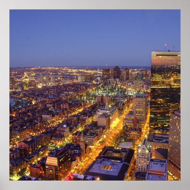 Póster Centro de Boston y Hancock Tower (Frente)