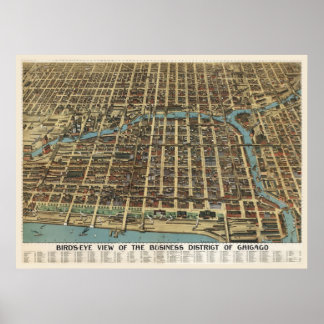Póster Centro de Chicago, 1898 (Poole Bros) BigMapBlog.co