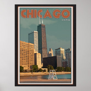Póster Centro de Chicago - de Juan Hancock