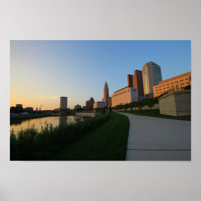 Póster Centro de Columbus, Ohio al atardecer (Frente)